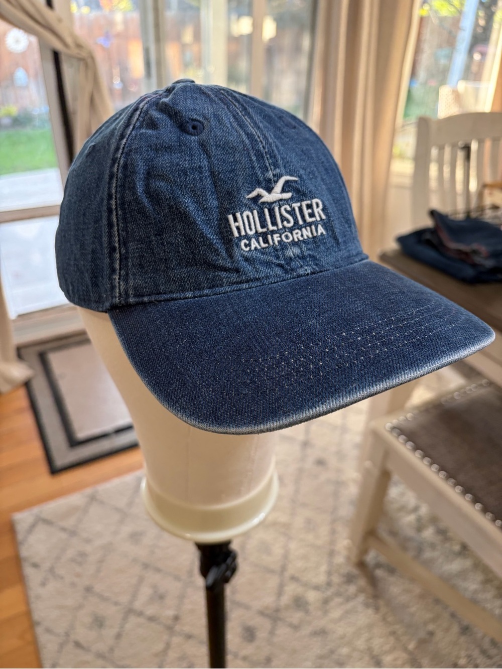 Hollister California Blue Denim Embroidered Logo Adjustable Baseball Hat - Picture 5 of 6